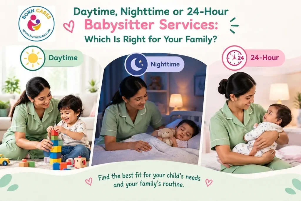 Daytime, nighttime, and 24-hour babysitter services for children and families by Born Cares.