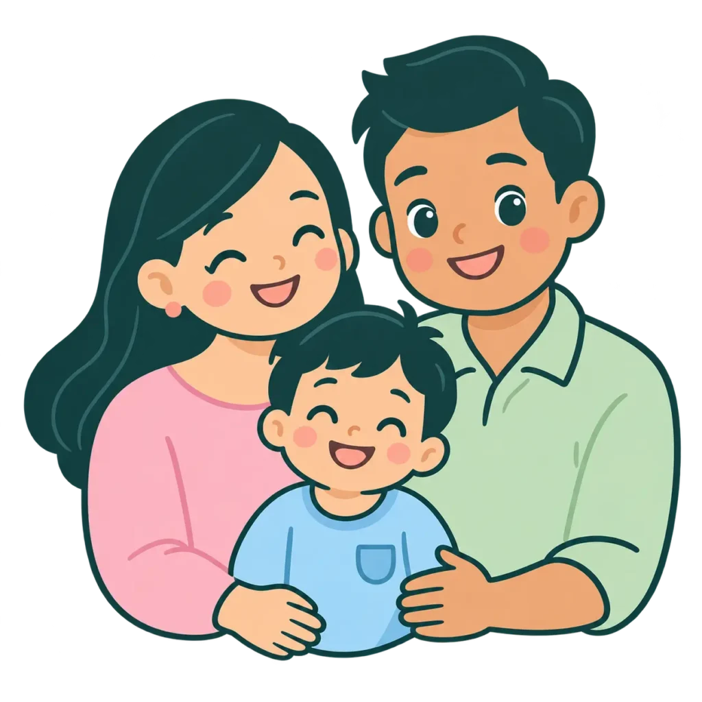 Colorful family illustration representing families supported by Born Cares